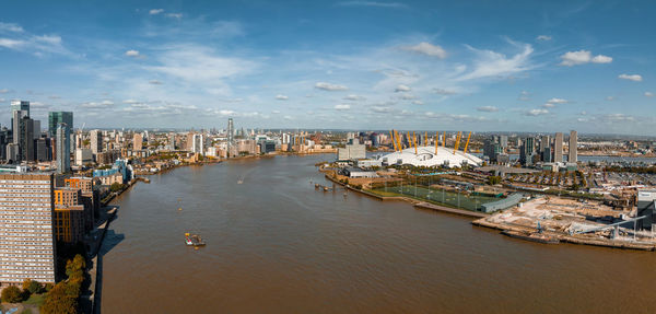 Aerial view of the millennium dome in london.