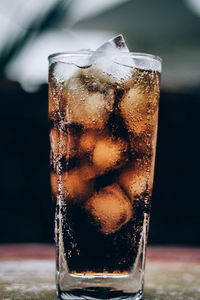 Close-up of ice cream in glass on table