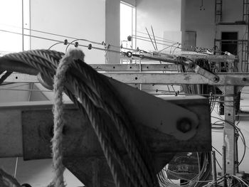 Low angle view of rope against sky