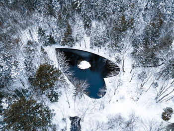 Heart-shaped pond in winter in halifax, nova scotia