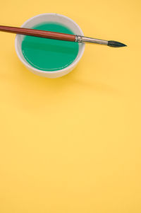 High angle view of drink on table