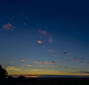 Scenic view of silhouette landscape against sky at sunset