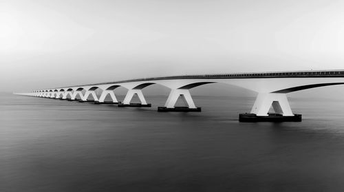 Zeeland bridge over bay against clear sky