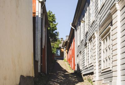 Narrow alley amidst buildings against sky