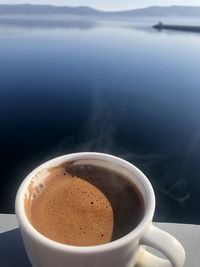 High angle view of coffee on table