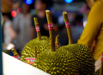 Close-up of vegetables on table at temple