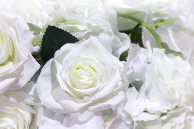 Close-up of white rose bouquet