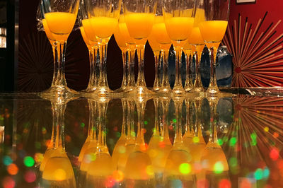 Orange juices on table