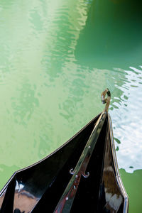 High angle view of bird on boat