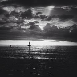 Scenic view of sea against cloudy sky