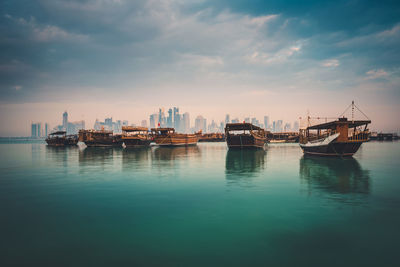 Morning view of doha corniche, qatar, middle east 