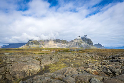 Vesturhorn mountain and black sand dunes, iceland