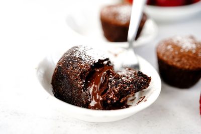 Molten lava cake close up