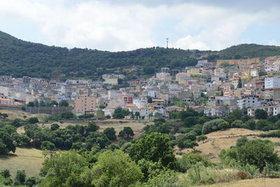 High angle view of townscape against sky