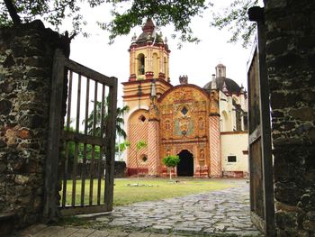 Entrance of temple against sky