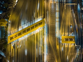 Information sign on bridge at night