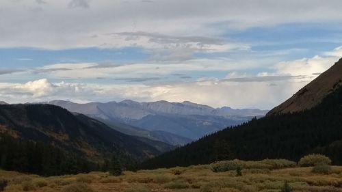 Scenic view of mountains against sky