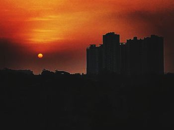 Silhouette buildings against sky during sunset