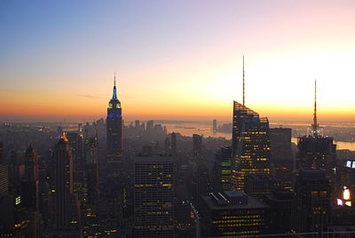 View of city at sunset