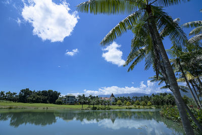 Scenic view of lake against sky