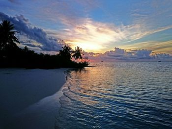 Scenic view of sea against sky at sunset