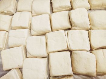 Full frame shot of puff pastry dough