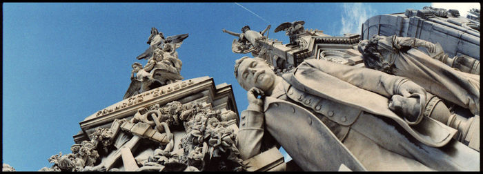 Low angle view of statue against clear sky