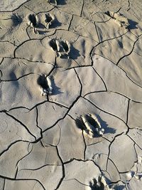 High angle view of cracked land