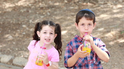 A happy boy and girl in israel