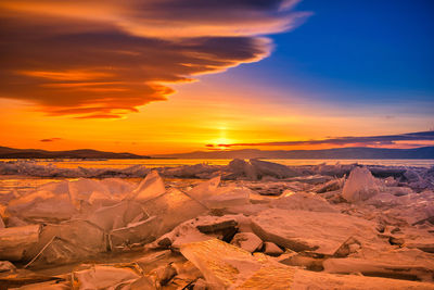 Scenic view of landscape against sky during sunset