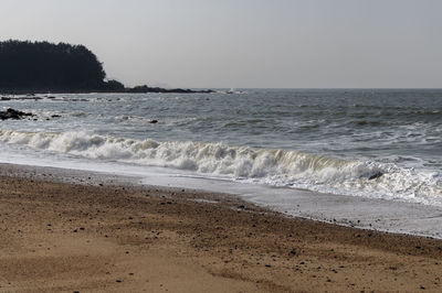 Scenic view of sea against clear sky