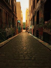 Narrow alley amidst buildings in city