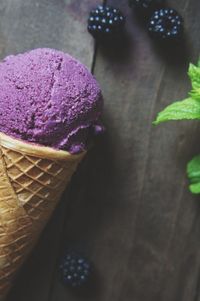 Close-up of ice cream on table