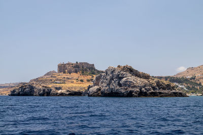 Scenic view of sea against clear sky