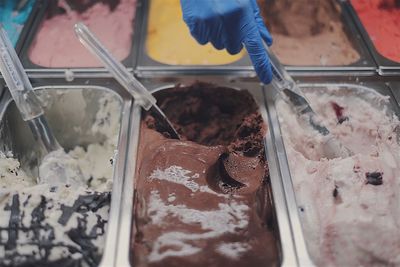 High angle view of ice cream in store