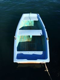 High angle view of fishing boat in sea