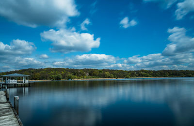 Scenic view of lake against sky