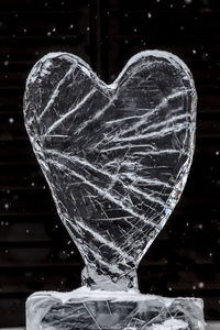 Close-up of heart shape decoration glass