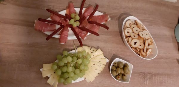 High angle view of fruit on table