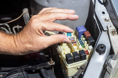 A car fuse replacement close up