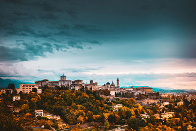 High angle view of buildings in city