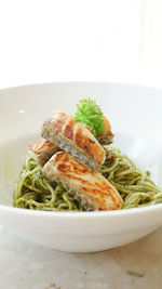 Close-up of food served in plate