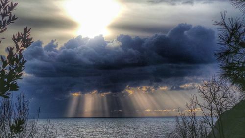 Scenic view of sea against cloudy sky