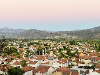 High angle view of townscape against sky