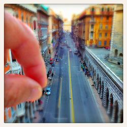 Woman standing in city