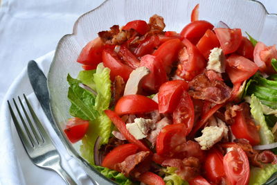 High angle view of salad in plate