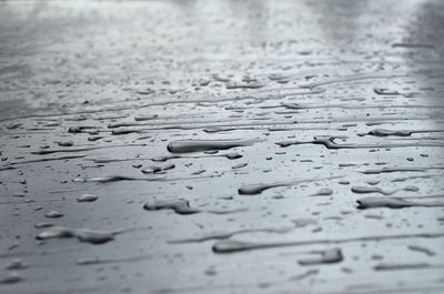 Full frame shot of raindrops on textured surface