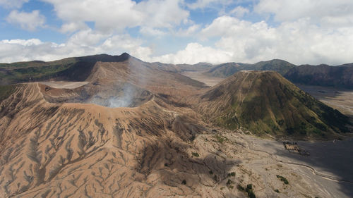 Active volcano with a crater. gunung bromo, jawa, indonesia.