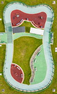 High angle view of lawn in park