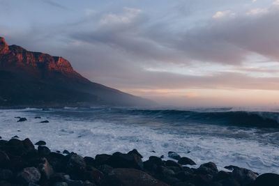 Scenic view of sea against sky during sunset